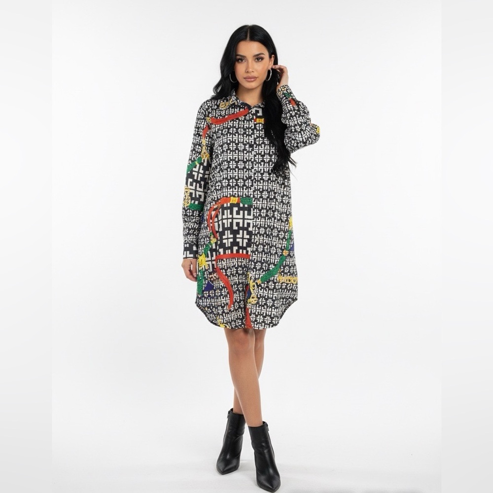 🚫🚫SOLD🚫🚫Vintage Abstract Print Mini Dress - Picture 2 of 5